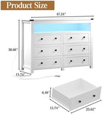 Wodeer White Dresser 6 Drawer Dressers for Bedroom with LED Lights, Charging Station, Wood Chest of Drawers with Metal Handles, Modern TV Stand Storage Cabinet for Living Room, Hallway, Entryway - Image 2