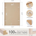 puthiac 13x19 Solid Oak Wood Picture Frame, Natural Oak, 1 Pack - Image 3