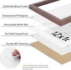 puthiac 12x16 Solid Oak Wood Picture Frame, Walnut, 1 Pack - Image 2