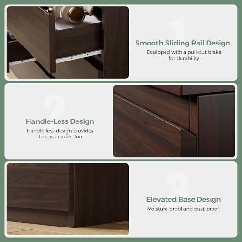 Jocoevol Modern 9 Drawer Dresser for Bedroom, Simply Chest of Drawers, Wood Storage Dresser with Deep Drawers for Living Room Hallway Entryway (Brown) - Image 7