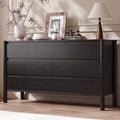 CHUWELL 51.1" Wide Black 7 Drawer Dresser for Bedroom with Solid Wood Legs by CHUWELLStorageCabinet