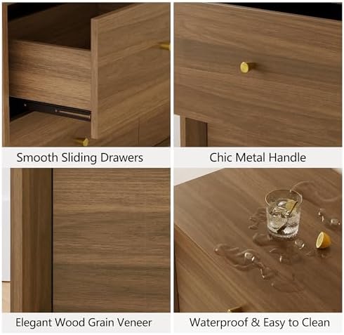 FORTUNETEC 55" Wide 9 Drawer Dresser for Bedroom, Walnut - Image 5