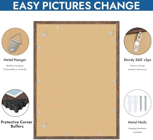 Hongkee 20x28 Picture Frame Set of 4, 20 x 28 Rustic Brown Wood Style - Image 5