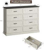 Farmhouse 8 Drawer Dresser for Bedroom, 55" White Dresser with TV Stand - Image 2