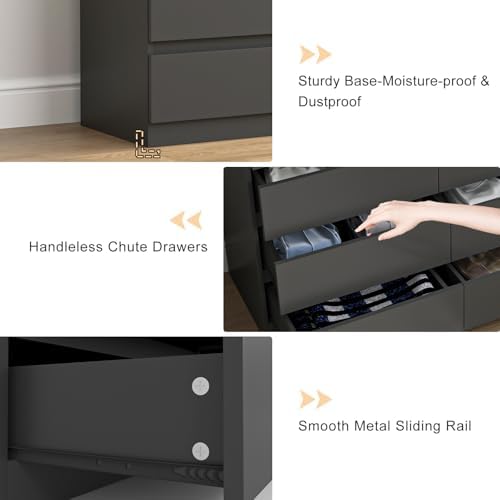 Vibe & Dine Black Dresser 12 Drawer, Modern Long Dresser for Bedroom, Wood Chest of Drawers with Wide Storage for Living Room - Image 6