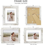 Hongkee 6x8 Picture Frame Set of 4, Made of Real Glass and Distressed White Frame - Display Picture 4x6 with Mat or 6x8 Without Mat, 6 by 8 Photo for Wall or Tabletop - Image 2