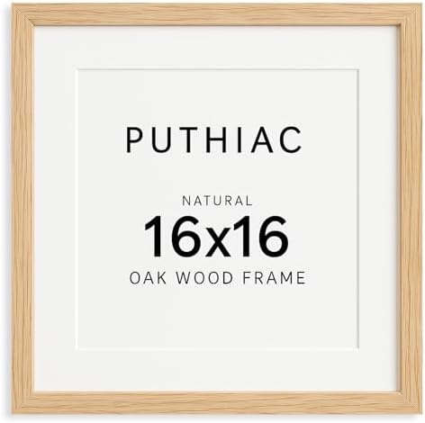 puthiac 16x16 Solid Oak Wood Picture Frame, Natural Oak, 1 Pack by PUTHIAC