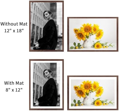 puthiac 12x18 Solid Oak Wood Picture Frames, Walnut, 3 Pack - Image 4