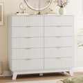 Xixini Fluted Dresser for Bedroom with 10 Drawers, 48" Wide Modern Chest of Drawers with Metal Handle, Wooden Dresser TV Stand, Wood Closet Clothes Storage Organizer for Living Room, Hallway, White by Xixini
