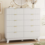 Xixini Fluted Dresser for Bedroom with 10 Drawers, 48" Wide Modern Chest of Drawers with Metal Handle, Wooden Dresser TV Stand, Wood Closet Clothes Storage Organizer for Living Room, Hallway, White by Xixini