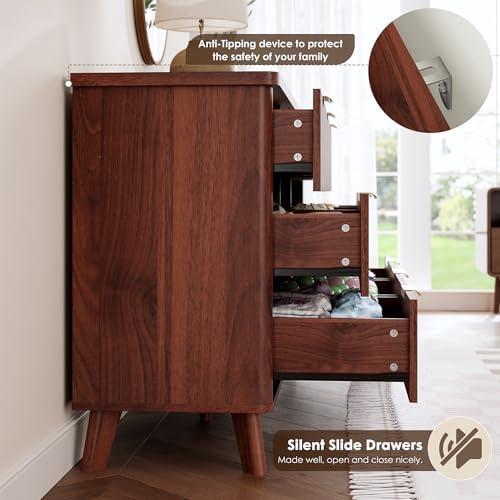 GarveeHome Fluted Dresser for Bedroom with 9 Deep Drawers, Walnut - Image 7