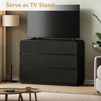 Wodeer Black Dresser Fluted 6 Drawers Dresser for Bedroom, 47" Wide Wood Chest of Drawers with Hidden Handles & Rounded Corners, Modern TV Stand Storage Cabinet for Living Room, Hallway, Entryway - Image 3