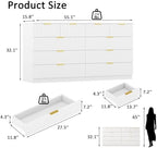 55.1" Wide Fluted 10 Drawer Dresser for Bedroom, White - Image 2