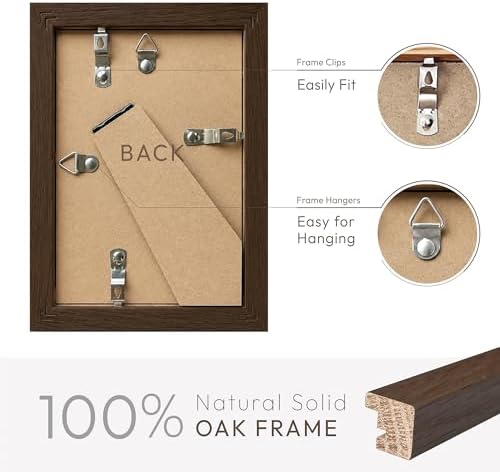 4x6 Picture Frame, Solid Oak Wood 4x6 Picture Frames with Mat to 3x5 - Image 4