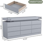 Gyfimoie 9 Drawer Dresser with Power Outlet, Modern Dresser with LED Light - Image 2