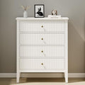 RoyalCraft White Fluted 4 Drawer Dresser for Bedroom, Modern Chest of Drawers, Wood Dresser for Storage Clothes, Wooden Storage Cabinet Nightstand for Bedroom, Hallway, Living Room, Entryway by Bringyoubetterlife