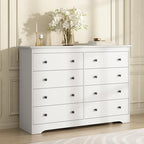 White Dresser for Bedroom, 8 Drawer Dresser with Large Drawers, 51 Inch Wide Wood Chest for Living Room, Hallway by BAZELOR