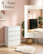 Karl home White 4 Drawer Modern Dresser, Bedroom Chest with Cut-Out Handles - Image 6