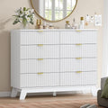 Wodeer 8 Drawer Fluted Dresser for Bedroom, Mid Century Modern Dresser with 8 Drawers, Dressers & Chests of Drawers with Metal Handle, TV Stand & Storage Organizer for Entryway, Hallway, White by WODEER