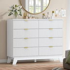 Wodeer 8 Drawer Fluted Dresser for Bedroom, Mid Century Modern Dresser with 8 Drawers, Dressers & Chests of Drawers with Metal Handle, TV Stand & Storage Organizer for Entryway, Hallway, White by WODEER