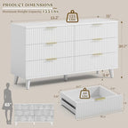 Wood Tall 6 Drawers Dresser, 53.2" W Fluted Modern Dressers for Bedroom - Image 2