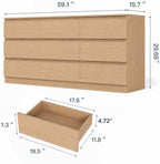 9 Drawer Dresser for Bedroom,Modern Deep Drawer Dresser with No-Handle Design,Storage Wood Chest of Drawer,Storage Organizer Furniture for Closet,Hallway - Image 3