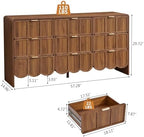 ORRD 9 Drawer Dresser for Bedroom, Modern Closet Chest of Drawers with Wave Fluted Drawer, Wood Storage Small Dresser Organizer for Nursery Bedroom Living Room Hallway Closet (Walnut) - Image 2