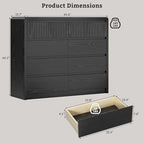 LYNSOM Black Fluted 8 Drawer Dresser for Bedroom, Curved Edge, 50" Wide - Image 2
