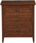 Karl home Brown Farmhouse Nightstand, Wide End Table with Charging Station - Image 3