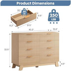 DUMOS Fluted Dresser for Bedroom, Wide Modern Storage Organizer, 8 Drawers - Image 2