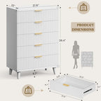 Modern Dressers and Nightstands Set 4-Piece, 2 Nightstands + 5 + 6-Drawers - Image 3