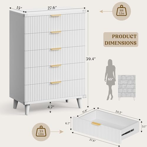 Modern Dressers and Nightstands Set 4-Piece, 2 Nightstands + 5 + 6-Drawers - Image 3