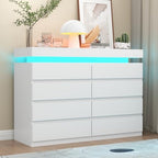 Gyfimoie 8 Drawer Dresser with Power Outlet, Modern Dresser with LED Light by Gyfimoie