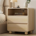 Lulive Night Stand, Bedside End Table with Charging Station, Natural by Lulive