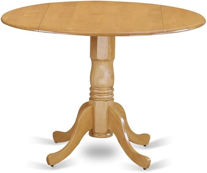 East West Furniture DLBO3-OAK-W 3 Piece Dining Set Contains a Round Dining Room - Image 3
