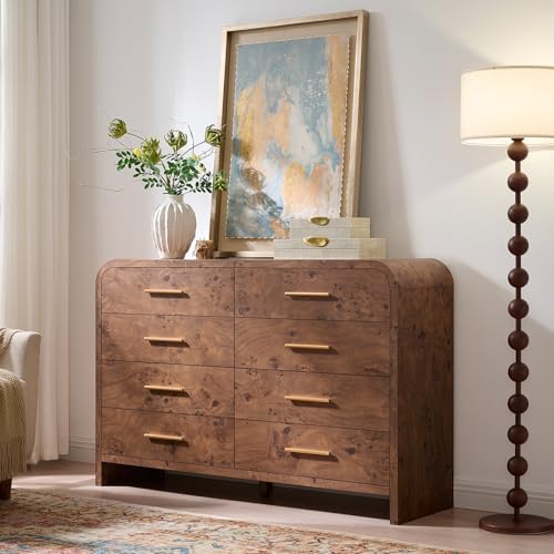 Curved Drawer Dresser for Bedroom with 8 Drawers, 54'' Wide Chest of Drawer by TheBeautyofRusticRefined