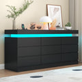 Gyfimoie 9 Drawer Dresser with Power Outlet, Modern Dresser with LED Light by Gyfimoie