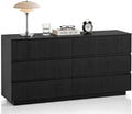 Karl home Black 6 Drawer Fluted Dresser, Modern Storage Chest of Drawers by Karlhome
