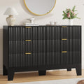 6 Drawer Dresser for Bedroom, 47" Wide Fluted Chest of Drawers, Black by Garvee