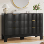 6 Drawer Dresser for Bedroom, 47" Wide Fluted Chest of Drawers, Black by Garvee