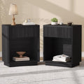 Fluted Nightstands Set of 2, Mid Century Bedside End Side Table by Zeibospri