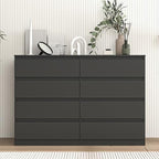 Vibe & Dine Double Dresser 8 Drawer, Modern Wooden Chest of Drawers with Wide Storage for Closet, Bedroom, Living Room, Black - Image 2