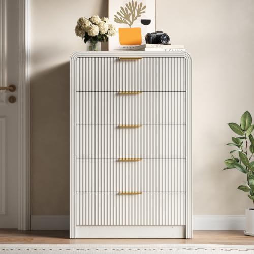 Decofy 48" H Fluted 5-Drawer Dresser for Bedroom, White - Image 6
