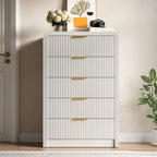 Decofy 48" H Fluted 5-Drawer Dresser for Bedroom, White - Image 6