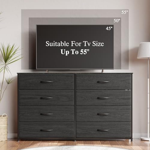 Furnulem Wide Dresser for Bedroom, TV Stand for 55'', 8 Drawer Dorm Dresser - Image 5