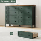 Tradare Green Dresser for Bedroom, 8 Drawer Dresser with Metal Handles, 55" Wide Modern Dressers & Chest of Drawers for Living Room, Hallway, Entryway - Image 2