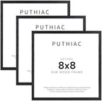 puthiac 8x8 Solid Oak Wood Picture Frames, Black, 3 Pack - Image 3