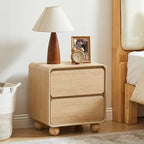 AVZEAR Set of 2 Modern 2 Drawer Dresser, 2 Drawer Nightstand Small Wooden Dresser Chest of Drawers, Handle Free & Curved Profile Design Sofa End Table for Living Room, Nursery, Natural - Image 3