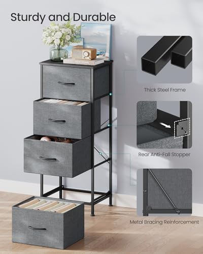 SONGMICS Dresser for Bedroom, Tall Dresser with 4 Fabric Drawers - Image 6