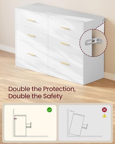 VASAGLE 6-Drawer Dresser, Chest of Drawers, 46.9 x 15.8 x 30.7 Inches - Image 6